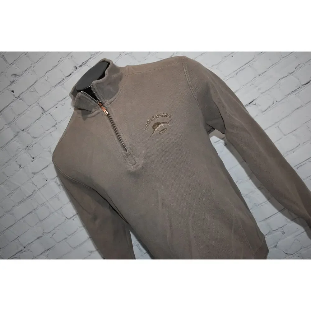 Tommy Bahama Sweater Mens Size Large Pullover 1/4 Zip Relax Hawaiian Brown